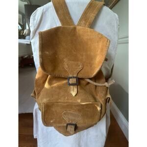 Vintage Brown Suede Leather Backpack Unbranded rucksack 16”
